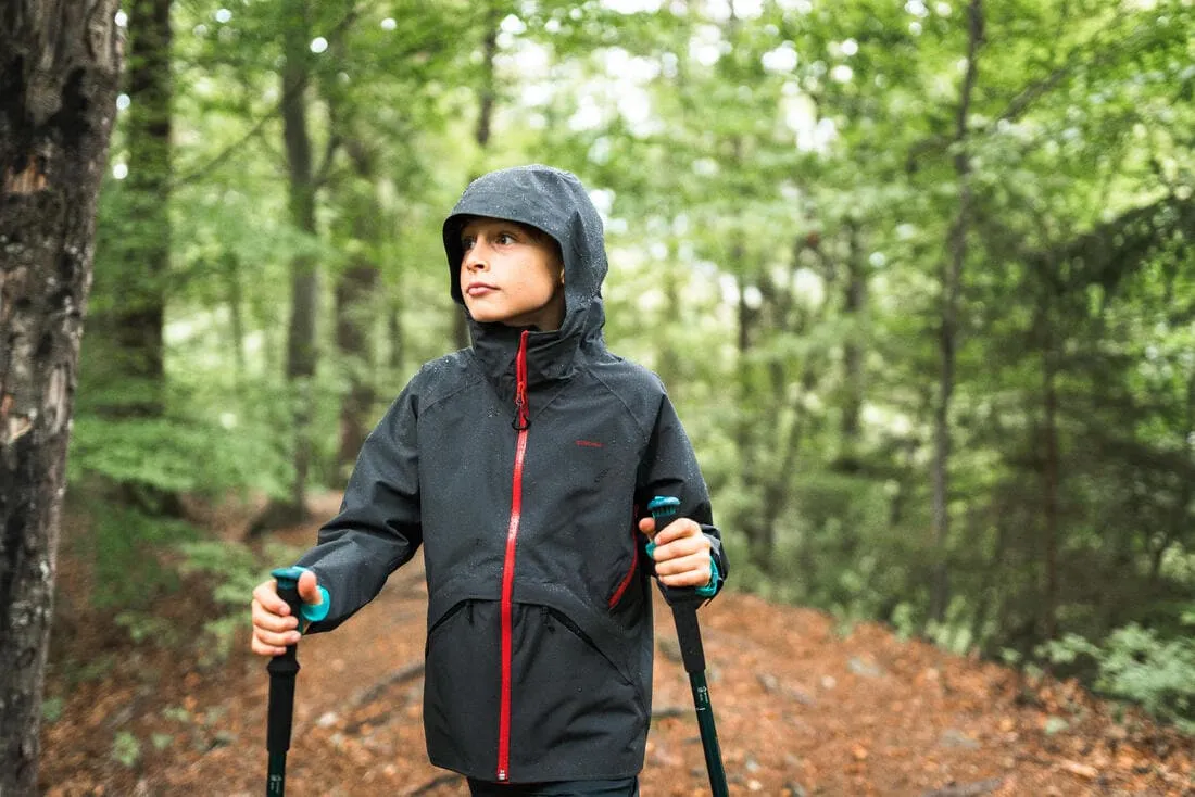 Veste imperméable de randonnée enfant 7-15 ans, MH900 noire