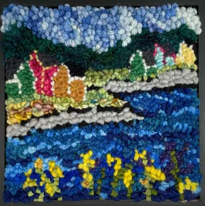 Yellow Flowers in the Village 8" x 8" Framed